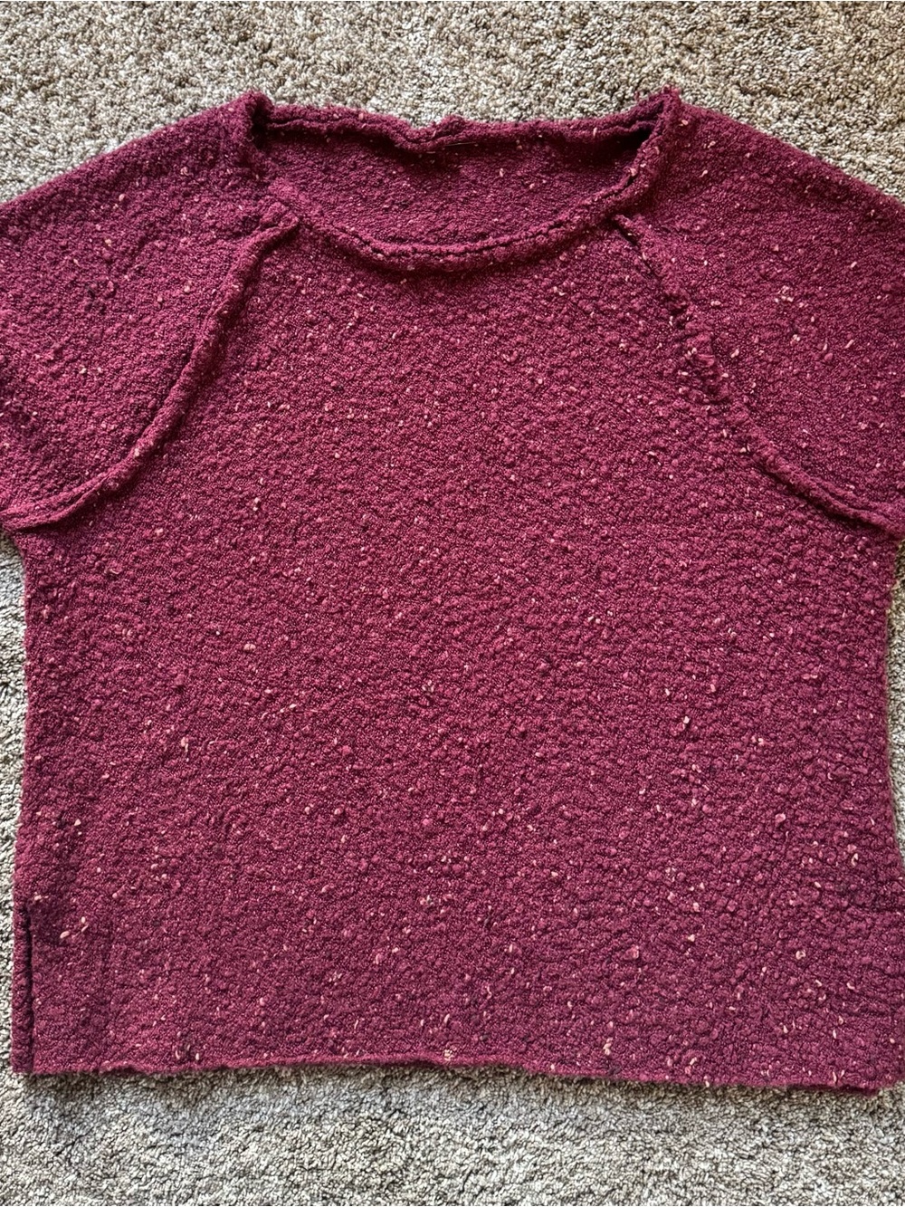 Free People Burgundy Textured Knit Sweater